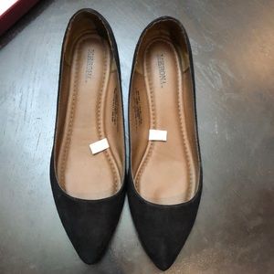 Black suede flats